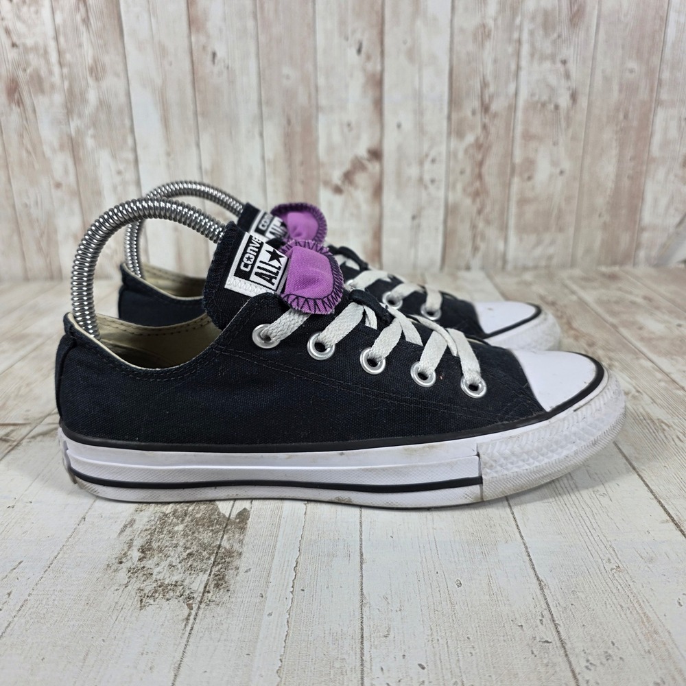 Converse Chuck Taylor All Star Double Tongue Black Purple Sneakers Womens‎ 6